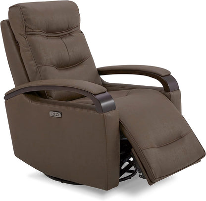 Chocolate Swivel Glider Rocker Recliner with USB Charge-0