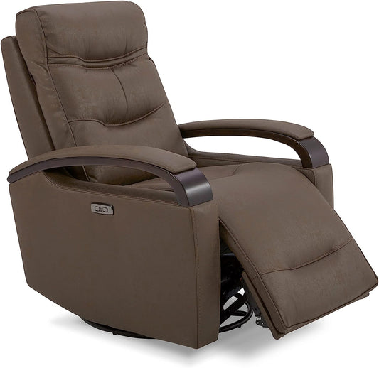 Chocolate Swivel Glider Rocker Recliner with USB Charge-0