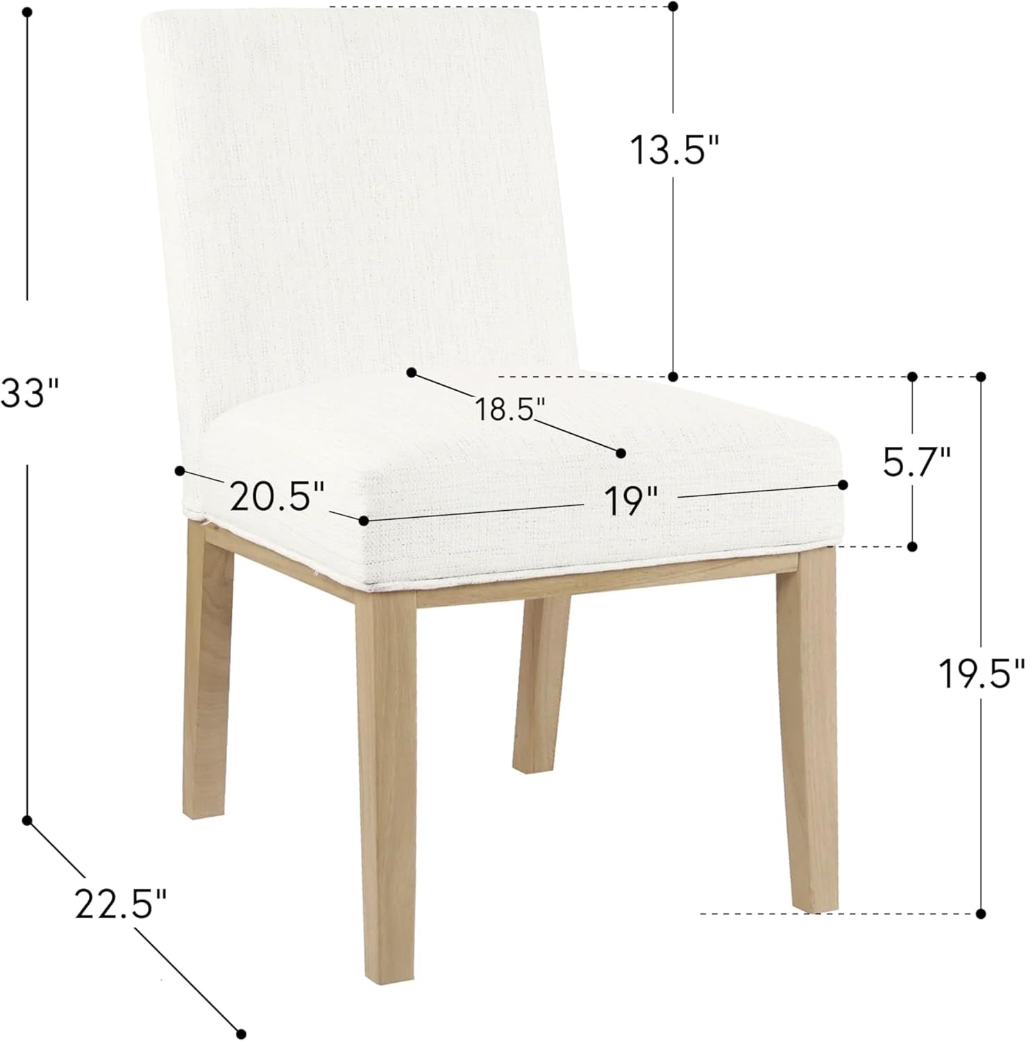 Kolbe Upholstered Dining Chair - Stain-Resistant Woven Fabric, 19.5" Seat Height, Ideal for 29-31 Inch Tables (Single Pack)-2