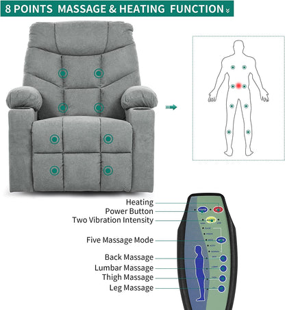 Electric Power Lift Recliner Chair with Massage and Heat (Grey)-3