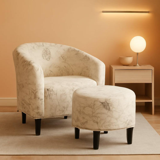 Modern Upholstered Club Chair With Ottoman Footstool-0