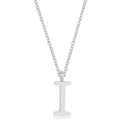 Elaina Rhodium Stainless Steel I Initial Necklace - Necklace
