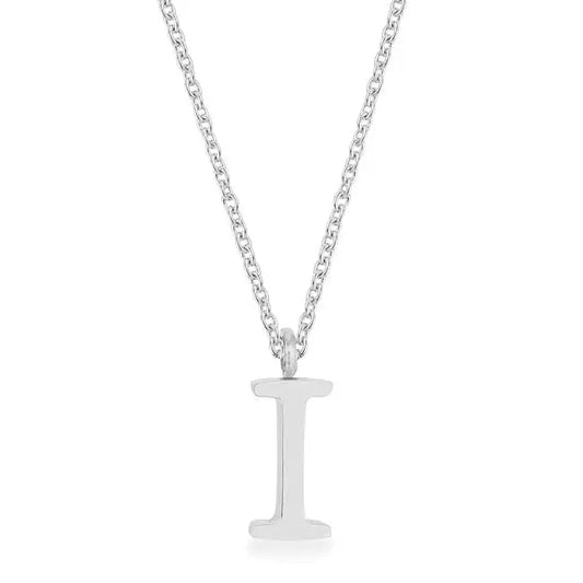 Elaina Rhodium Stainless Steel I Initial Necklace - Necklace