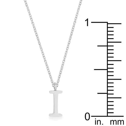Elaina Rhodium Stainless Steel I Initial Necklace - Necklace