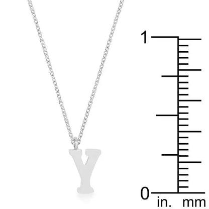 Elaina Rhodium Stainless Steel Y Initial Necklace - Necklace