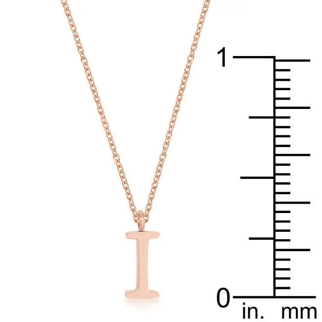 Elaina Rose Gold Stainless Steel I Initial Necklace - Necklace