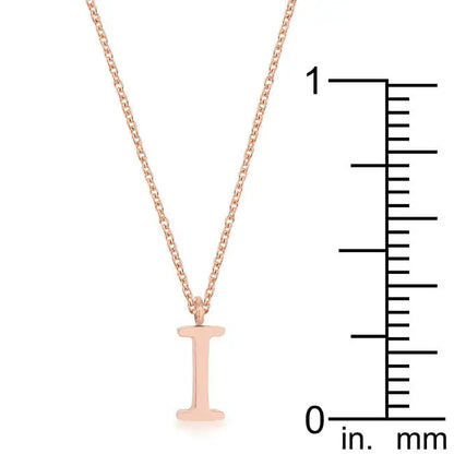 Elaina Rose Gold Stainless Steel I Initial Necklace - Necklace