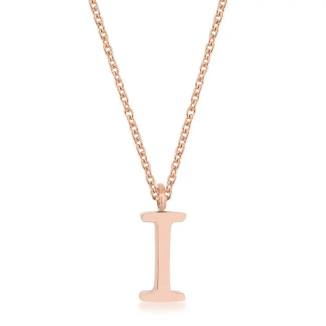 Elaina Rose Gold Stainless Steel I Initial Necklace - Necklace