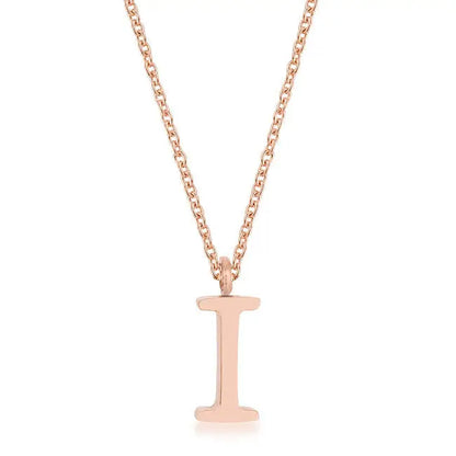 Elaina Rose Gold Stainless Steel I Initial Necklace - Necklace