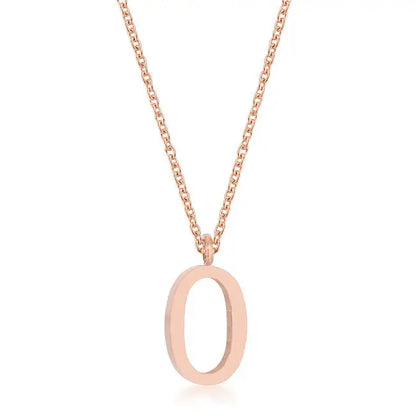 Elaina Rose Gold Stainless Steel O Initial Necklace - Necklace
