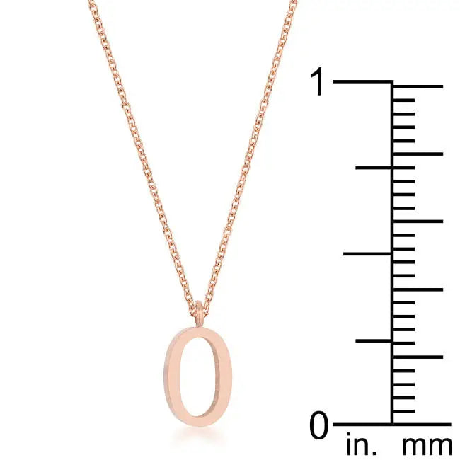 Elaina Rose Gold Stainless Steel O Initial Necklace - Necklace