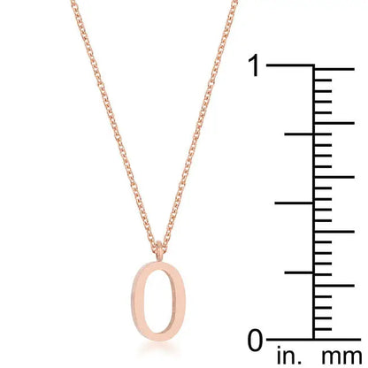 Elaina Rose Gold Stainless Steel O Initial Necklace - Necklace