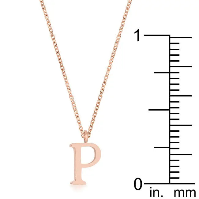 Elaina Rose Gold Stainless Steel P Initial Necklace - Pendants