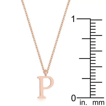 Elaina Rose Gold Stainless Steel P Initial Necklace - Pendants