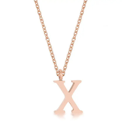 Elaina Rose Gold Stainless Steel X Initial Necklace - Necklace