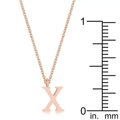 Elaina Rose Gold Stainless Steel X Initial Necklace - Necklace