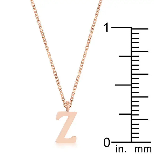 Elaina Rose Gold Stainless Steel Z Initial Necklace - Necklace