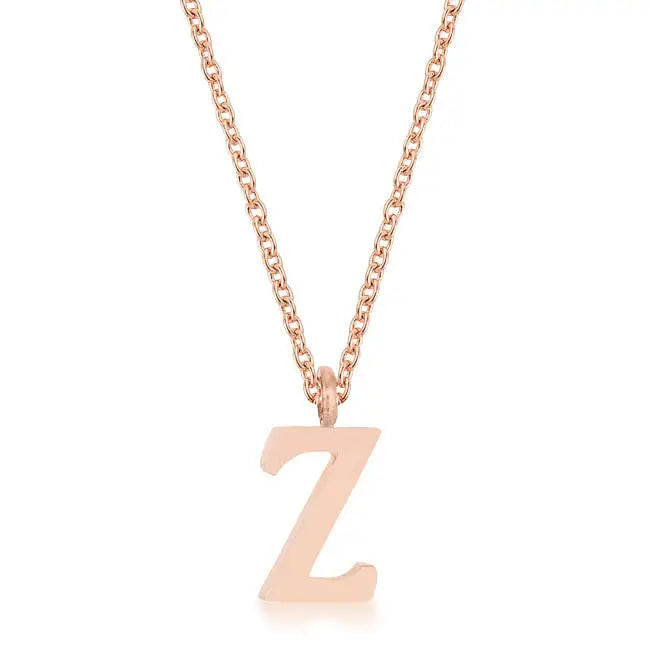 Elaina Rose Gold Stainless Steel Z Initial Necklace - Necklace