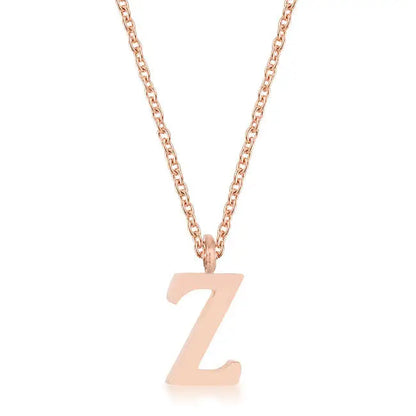 Elaina Rose Gold Stainless Steel Z Initial Necklace - Necklace