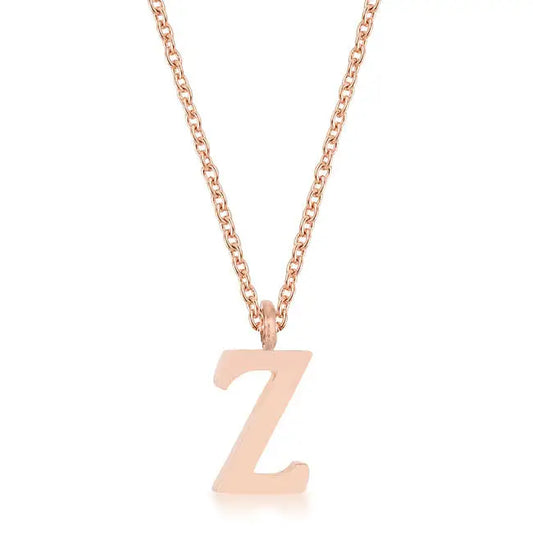 Elaina Rose Gold Stainless Steel Z Initial Necklace - Necklace