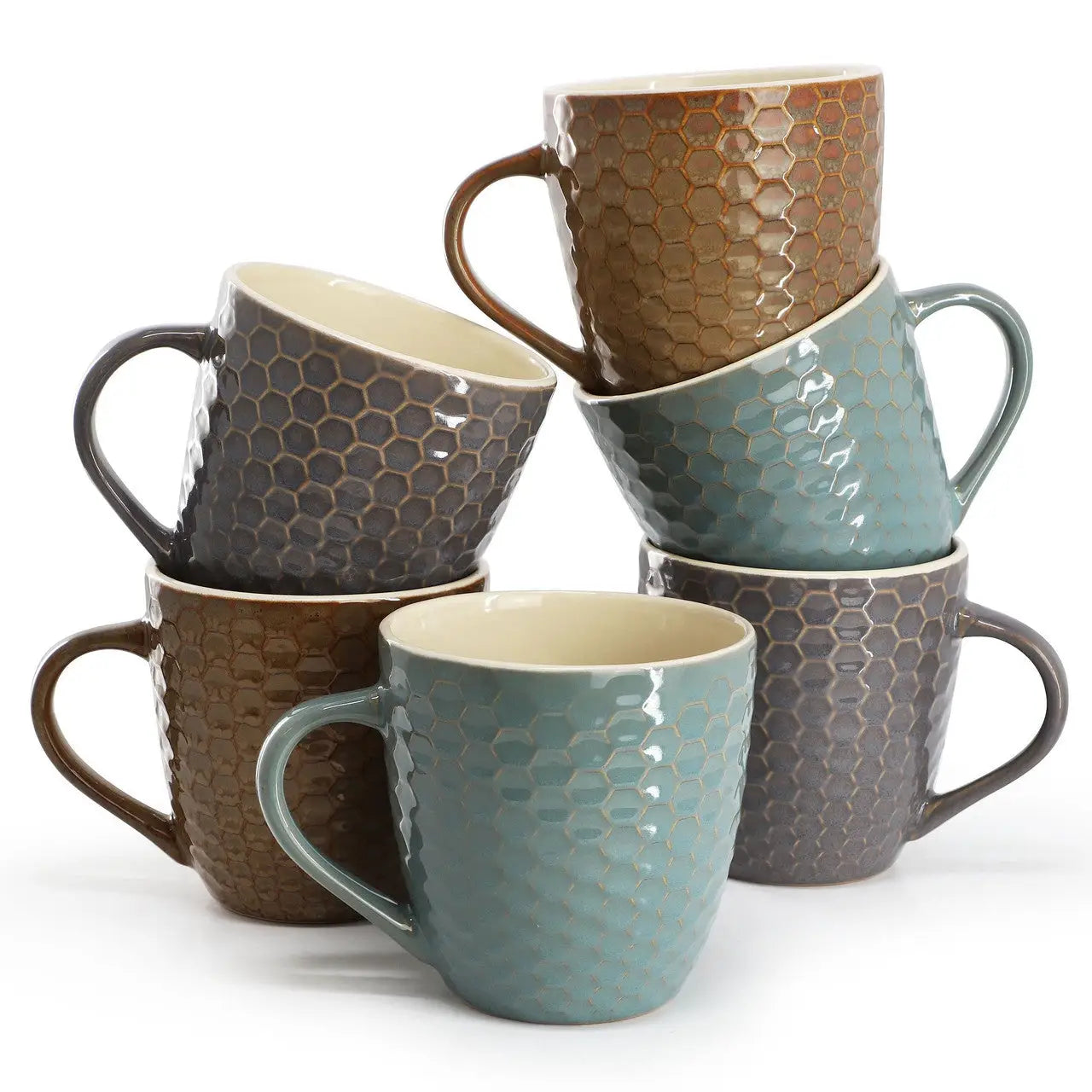 Elama Honeysuckle 6-Piece 15 oz. Mug Set Assorted Colors - Mugs
