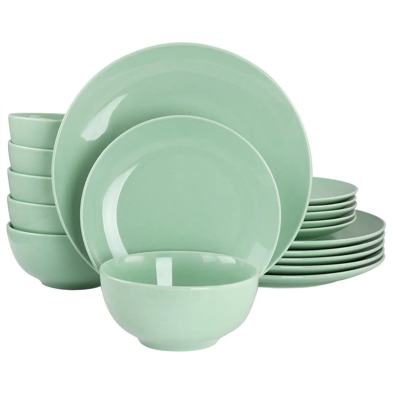 Elama Luna 18 Piece Porcelain Dinnerware Set in Mint - Dinnerware Sets