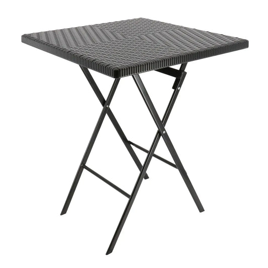 Elama Plastic Rattan Folding Square Table in Black - Folding Chairs