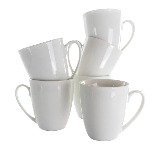 Elama Rosales 6 Piece 12 Ounce Porcelain Mug Set in White - Cups