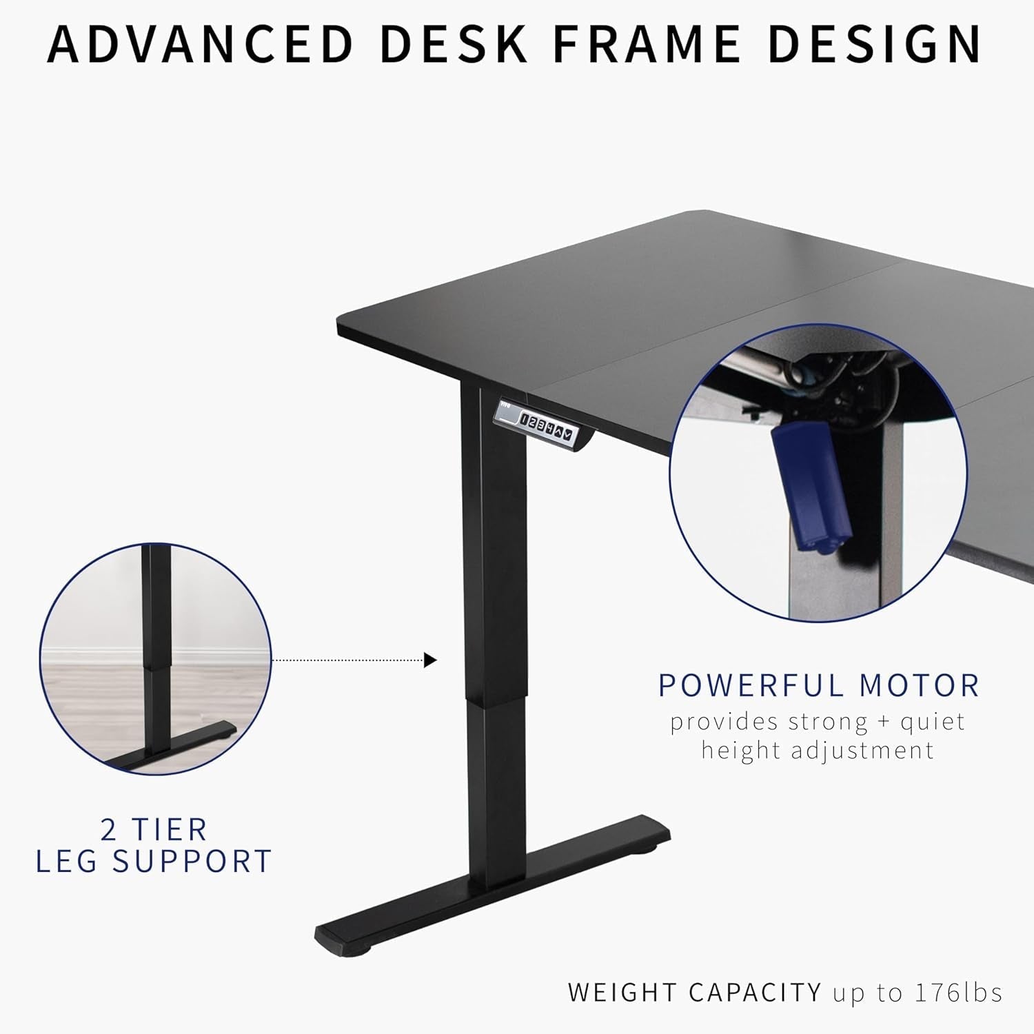 Electric 71 X 30 in Standing Desk, Memory Height Adjustment, 1B Series, Dark Gray Top Black Frame, DESK-KIT-1B7G-3