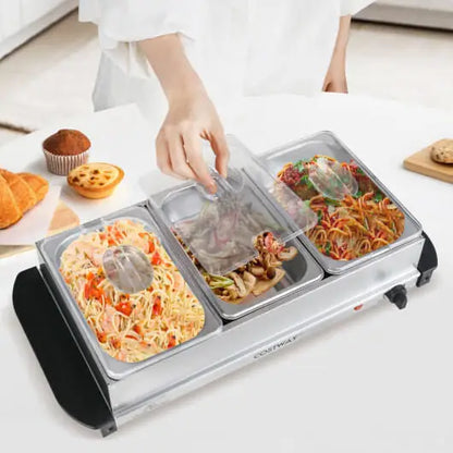 Electric Buffet Server Food Warmer with 3 Removable Trays - Food Warmers & Burners