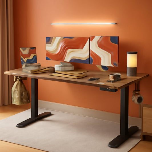 Electric Height Adjustable Standing Desk with Casters-0