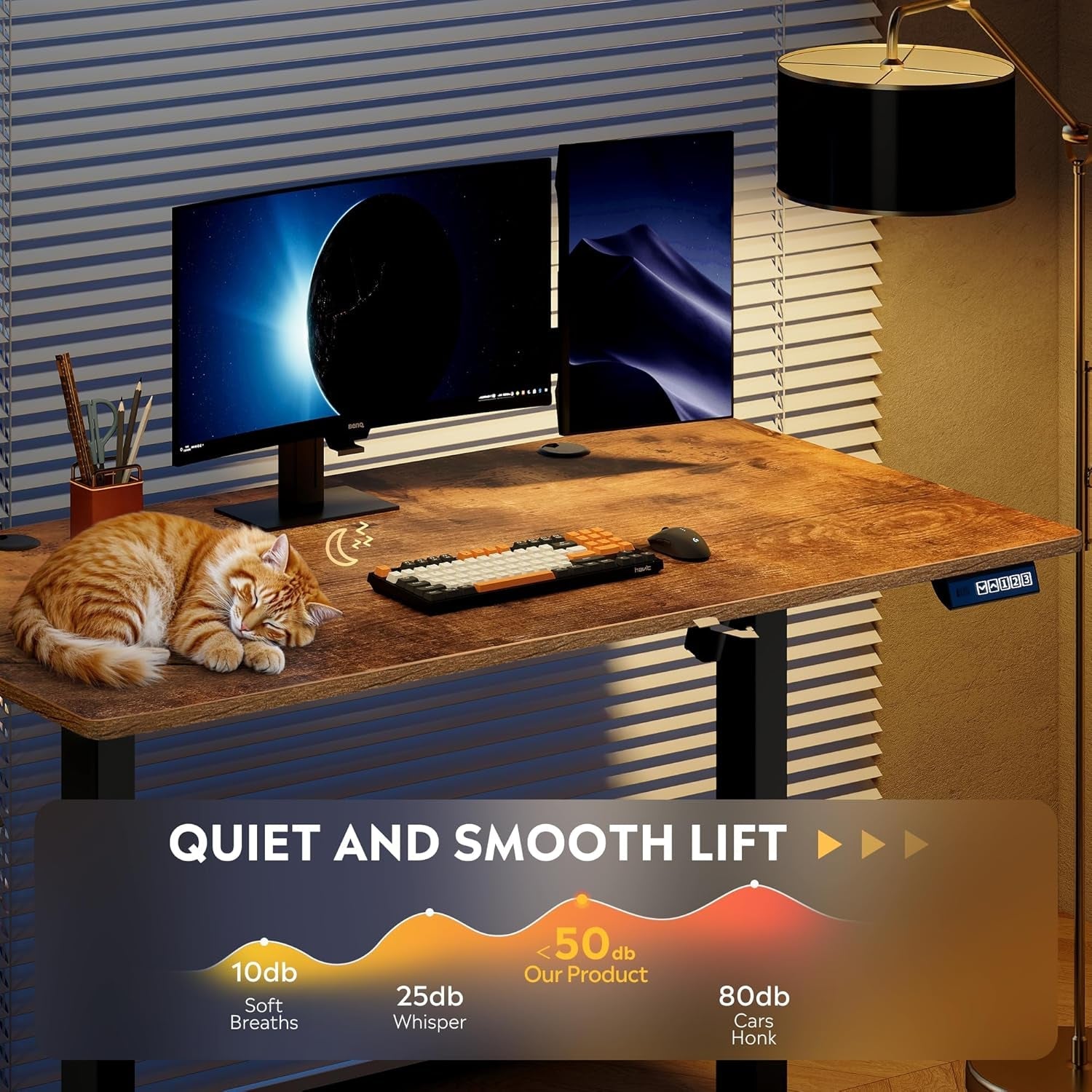 48 X 24 Inches Electric Standing Desk,Height Adjustable Stand up Desk for Home Office, Ergonomic Sit to Stand Desk with Phone Holder,Rust-4