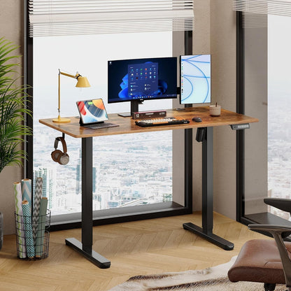 48 X 24 Inches Electric Standing Desk,Height Adjustable Stand up Desk for Home Office, Ergonomic Sit to Stand Desk with Phone Holder,Rust-1