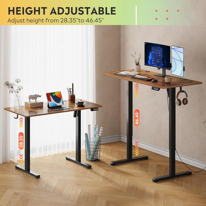 48 X 24 Inches Electric Standing Desk,Height Adjustable Stand up Desk for Home Office, Ergonomic Sit to Stand Desk with Phone Holder,Rust-3