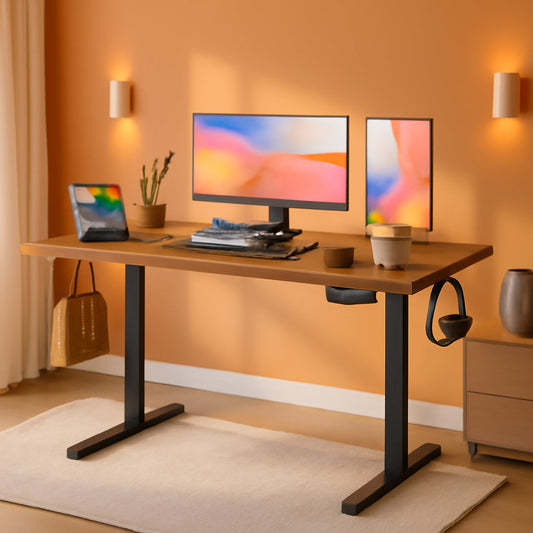 48 X 24 Inches Electric Standing Desk,Height Adjustable Stand up Desk for Home Office, Ergonomic Sit to Stand Desk with Phone Holder,Rust-0