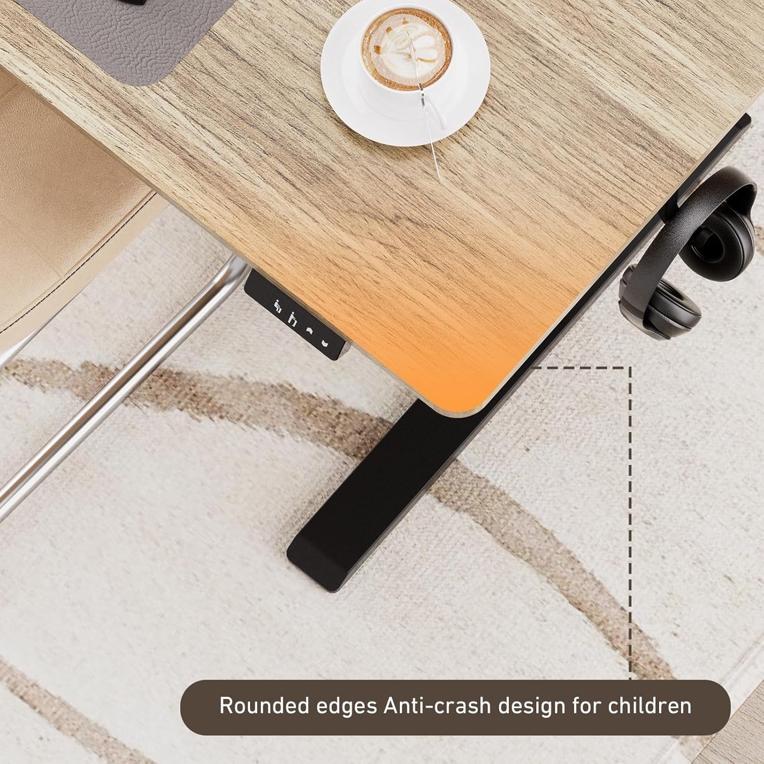 Electric Height Adjustable Standing Desk with Wheels-4