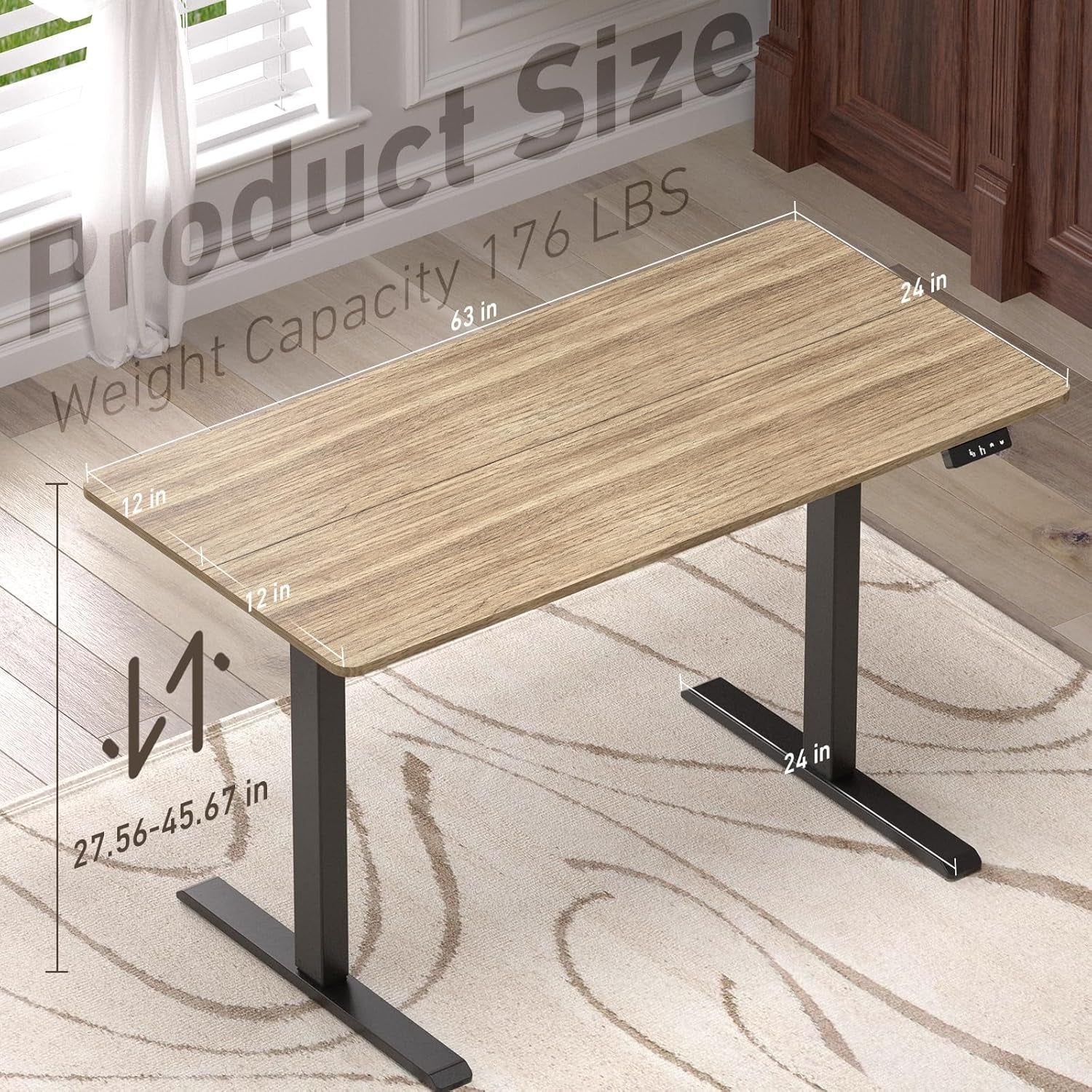 Electric Height Adjustable Standing Desk with Wheels-2