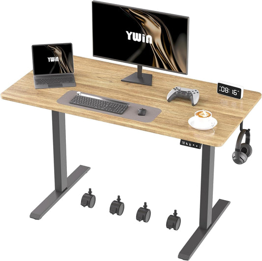 Electric Height Adjustable Standing Desk with Wheels-0