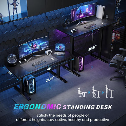 Electric Standing Desk Adjustable - 48 X 24 Inch Sit Stand up Desk with Cable Management - 3 Memory Preset Adjustable Height Table-4