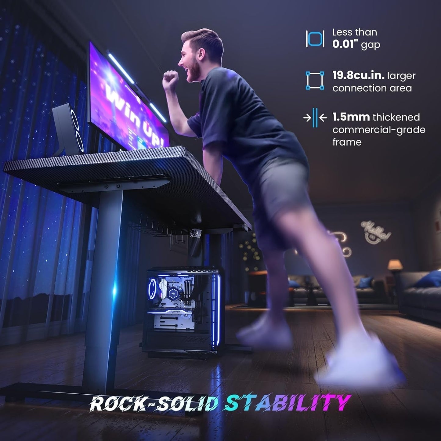 Electric Standing Desk Adjustable - 48 X 24 Inch Sit Stand up Desk with Cable Management - 3 Memory Preset Adjustable Height Table-1