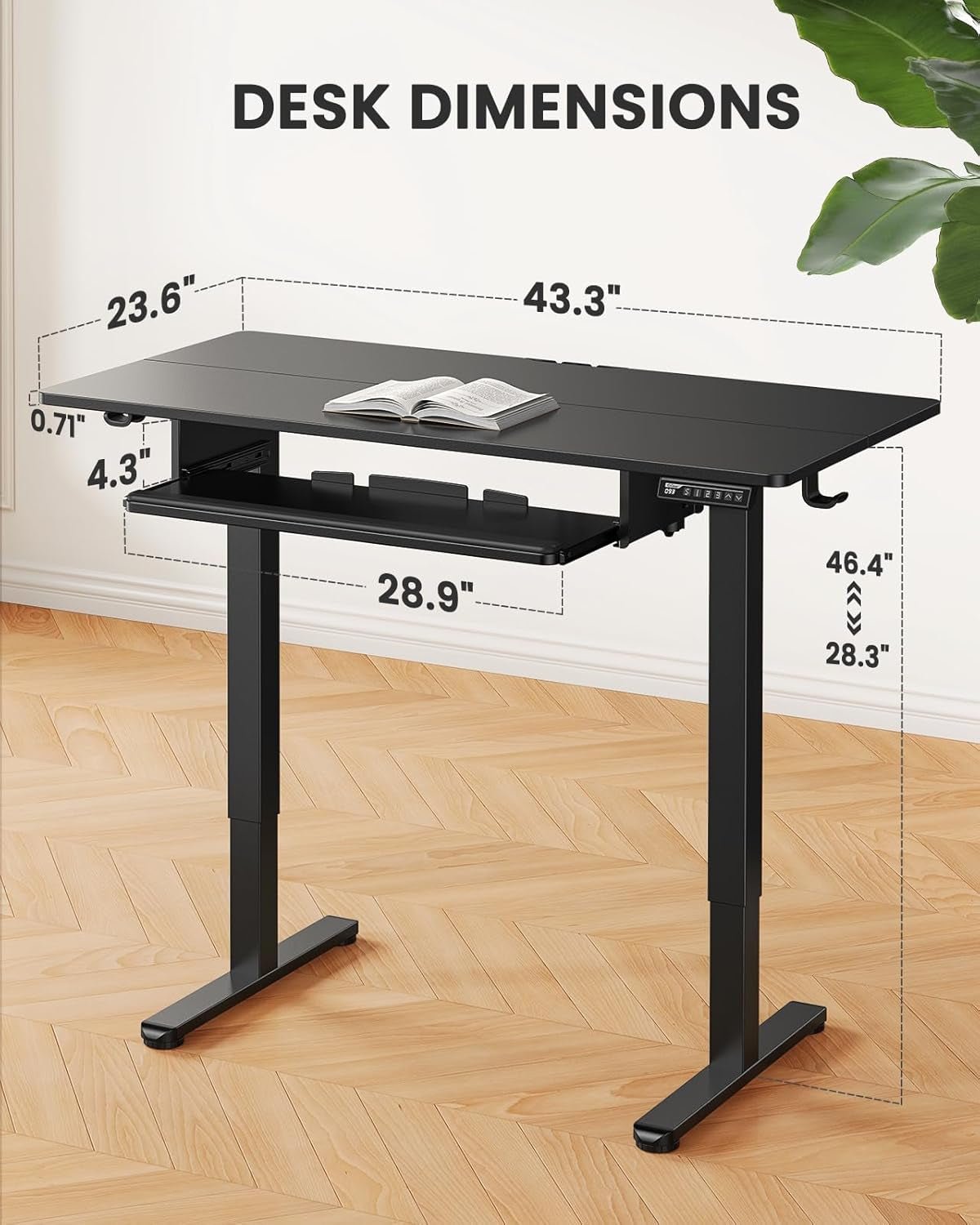 Electric Standing Desk with Adjustable Height and Tray-2