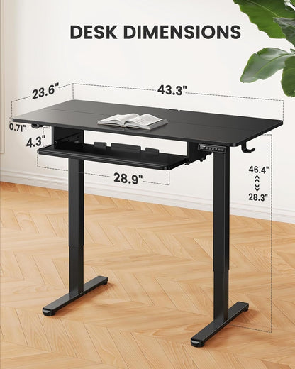 Electric Standing Desk with Adjustable Height and Tray-2