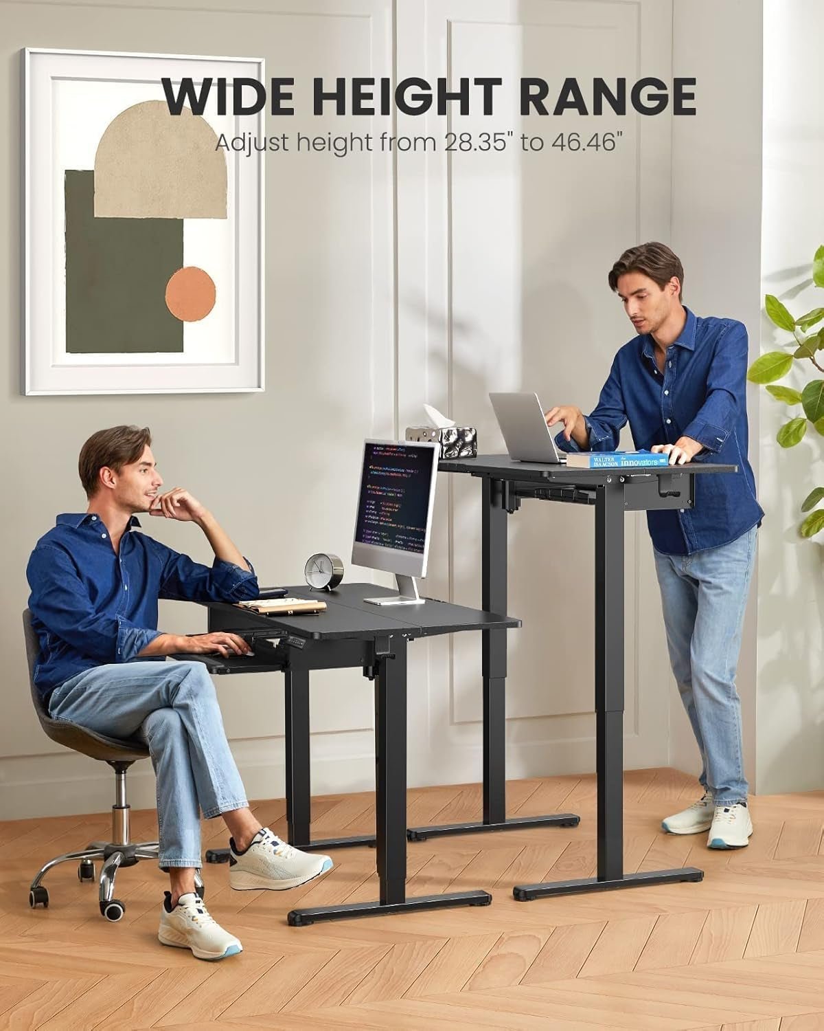 Electric Standing Desk with Adjustable Height and Tray-4
