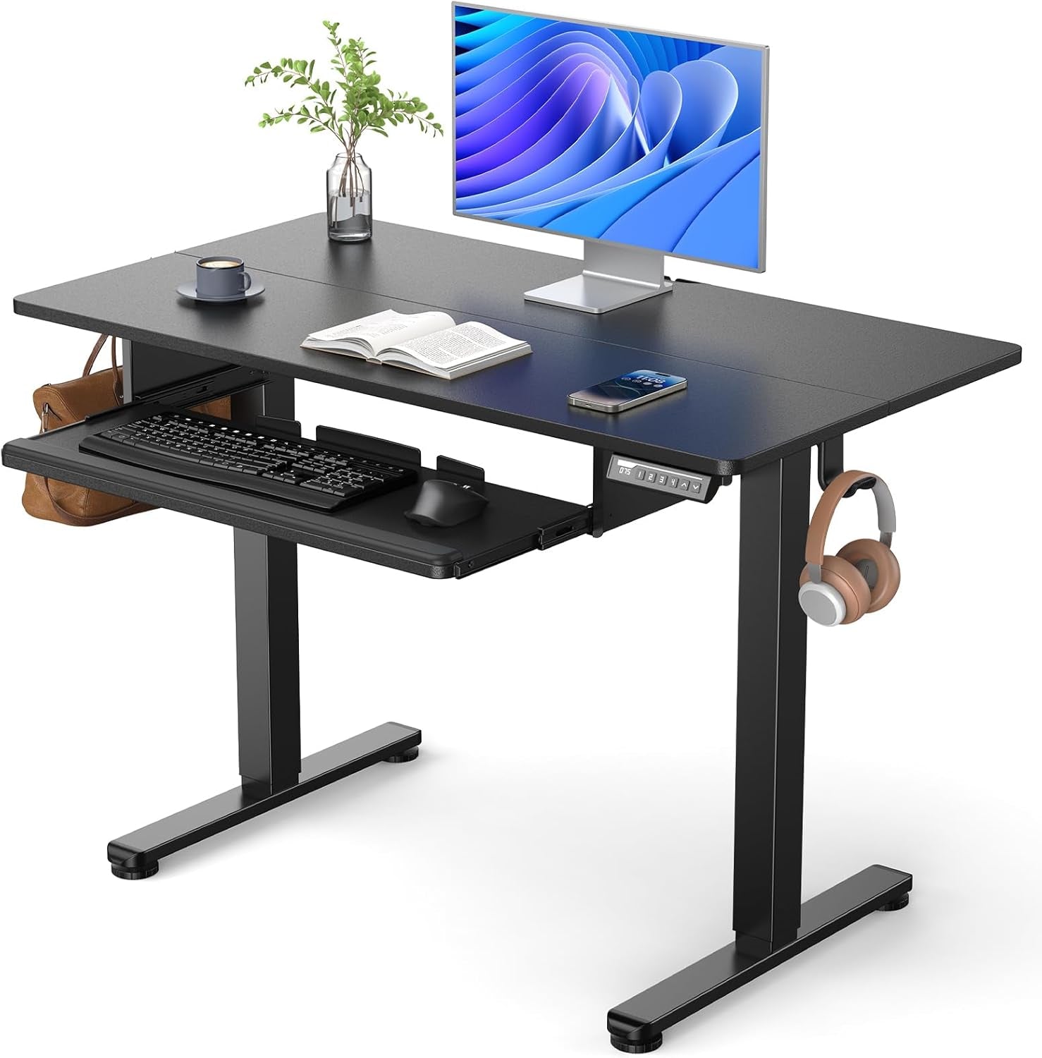 Electric Standing Desk with Adjustable Height and Tray-0