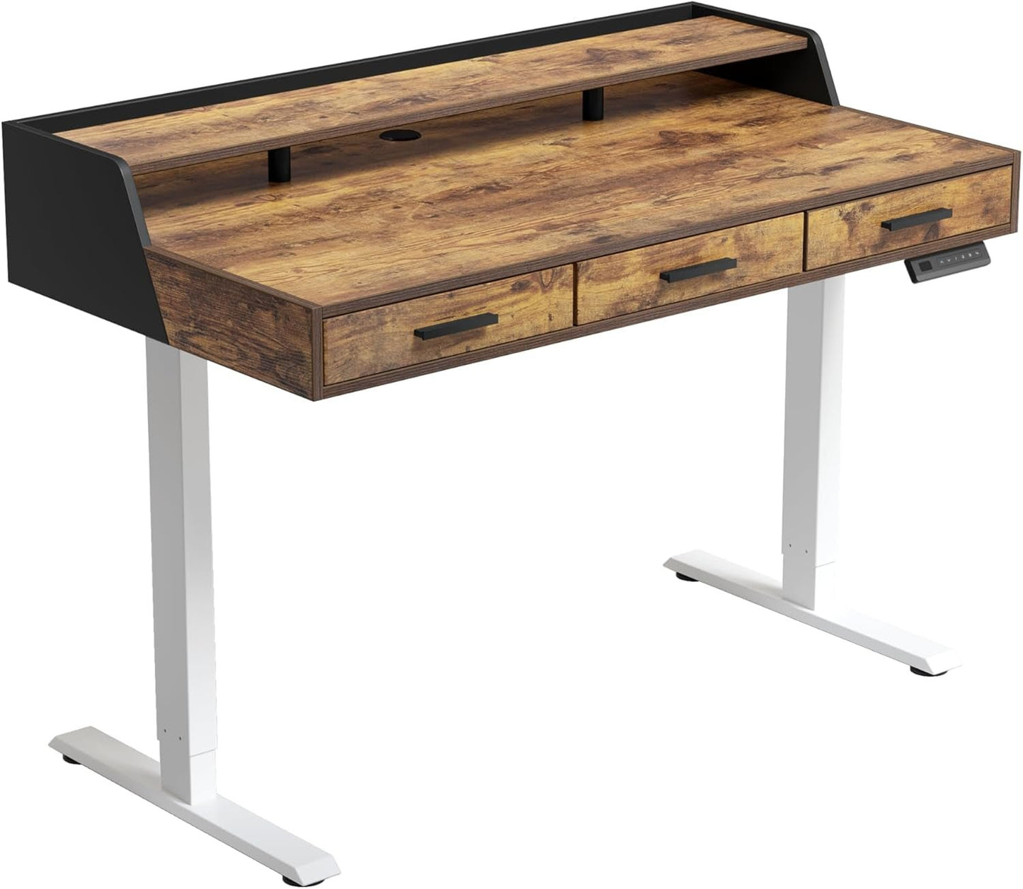 Electric Standing Desk With Drawers Adjustable Height Feature-0