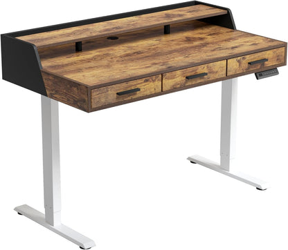 Electric Standing Desk With Drawers Adjustable Height Feature-0