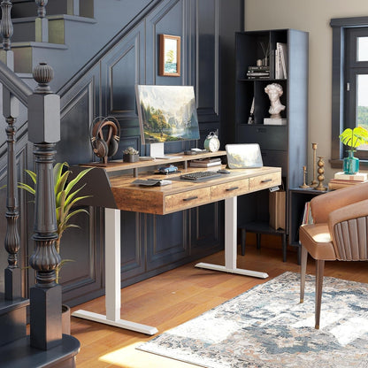 Electric Standing Desk With Drawers Adjustable Height Feature-1