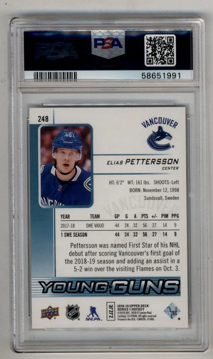 Elias Pettersson 2018-19 Upper Deck PSA 10 Gem Mint hockey trading card