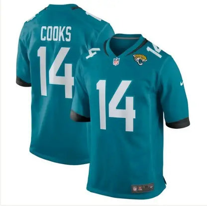 Jacksonville Jaguars Nike teal Elijah Cooks jersey with Cooks 14 on back for fans