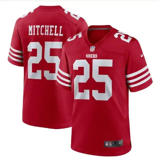 Red Elijah Mitchell San Francisco 49ers Nike game jersey with number 25 on front